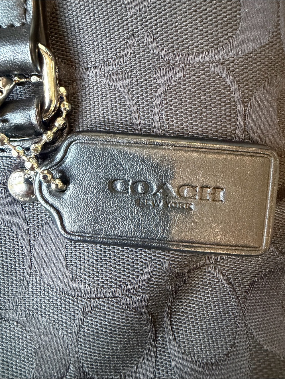 Coach- Y2K Black Signature ZipTote with Leather Trim - Picture 3 of 12